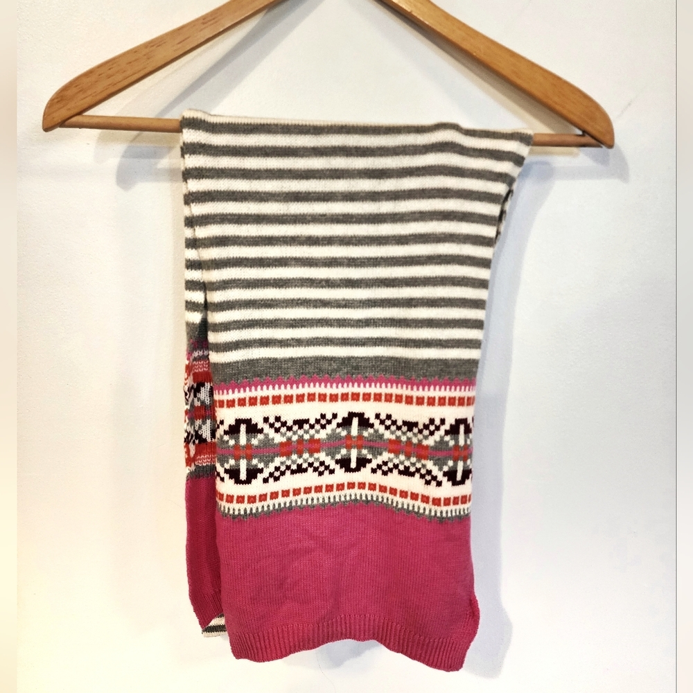 Talbots Wool Blend Striped Fair Isle Winter Scarf